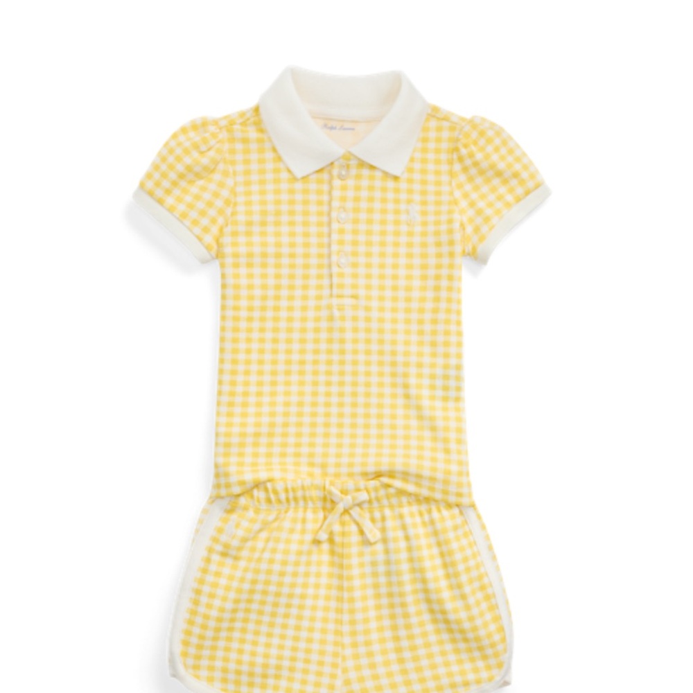 Yellow Gingham Collared Polo Set